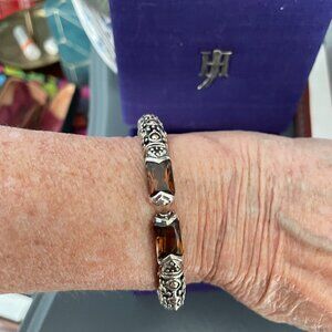 JOHN HARDY BRACELET 18K STERLING SMOKEY QUARTZ KICK CUFF